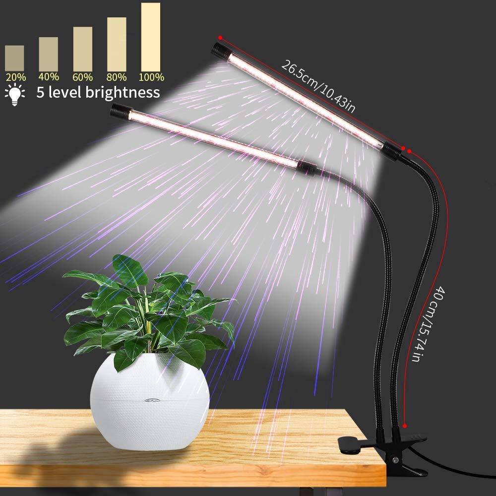 GooingTop Grow Light 100W 6000K, Super Bright White Desktop Clip Plant Lamp for Seedlings Succulents Seeds Starting Indoor Plants Growing,Bendable Gooseneck & Timer 4 8 12 H - Plantonio