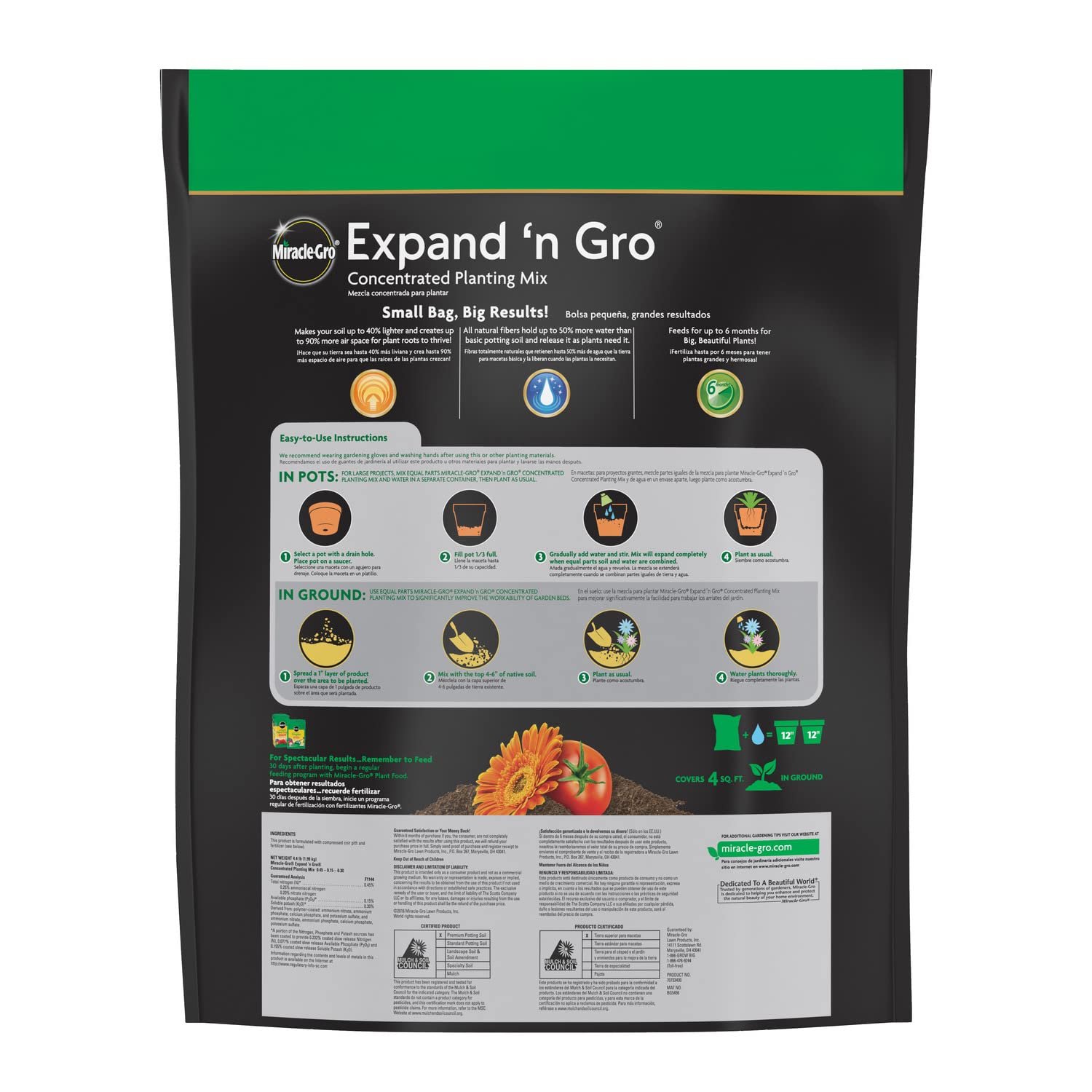 Miracle-Gro Expand 'n Gro Concentrated Planting Mix 0.33 CF - Plantonio