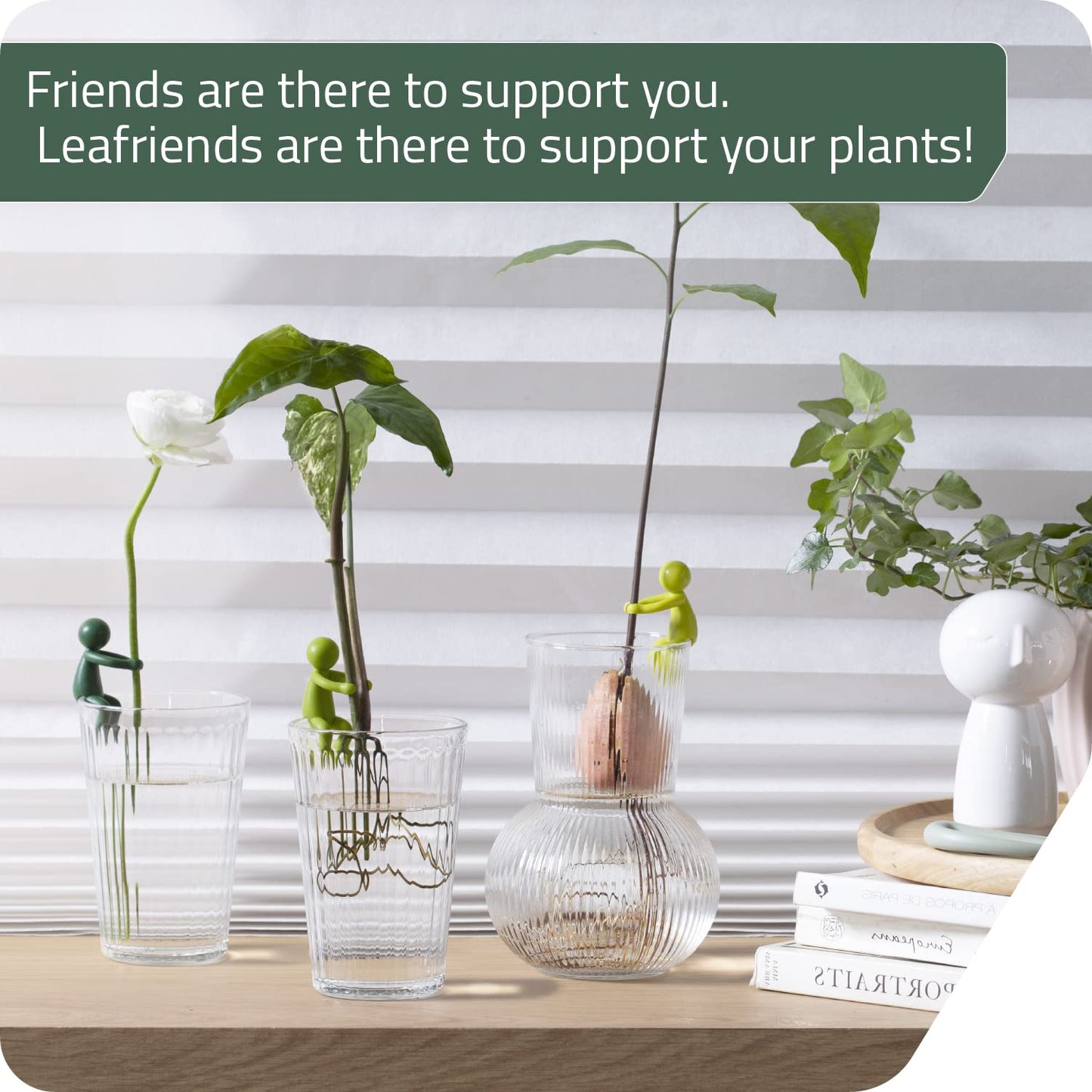 Leafriend: Plant Propagation Buddy; Plant Support for Sprouts, Stems, Shoots, and Cuttings; 3 Cute Plant Supports for a Plant Propagation Station or an Indoor Garden; Plant Lover Gifts by Peleg Design - Plantonio