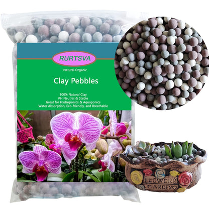Natural Organic Colorful Leca Balls 5LBS for Plants, 8mm-10mm Ceramsite Clay Pebbles Indoor Potting Garden Soil for Orchid, Succulents, Hydroponics, Decoration, Drainage (5LBS, Primary Color, 1) - Plantonio