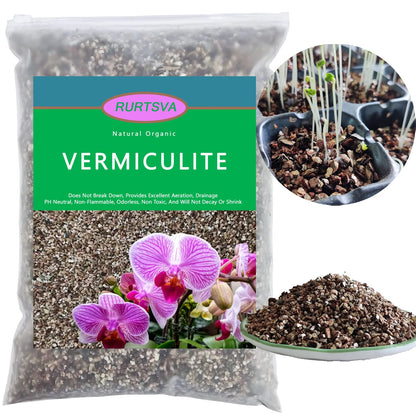 Natural Coarse Vermiculite 10QT for Plants Organic Occurring Mineral Potting Mix Grow Medium for Potted Plants, Hydroponics, Terrariums, Orchids, Mushroom Growing Or Reptile Habitats - Plantonio