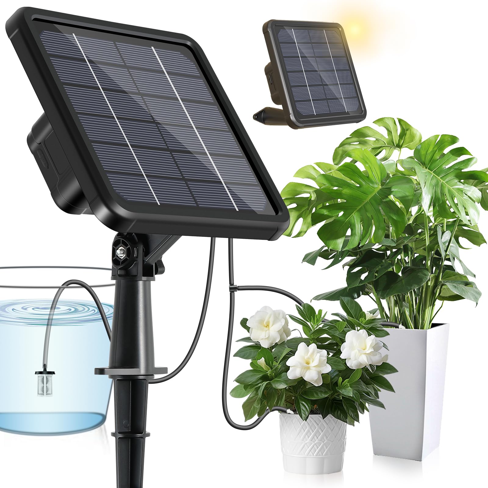 Solar Automatic Drip Irrigation Kits, Support 15 Potted Plants, Automatic Watering System for Indoor and Outdoor Garden, Eco-Friendly and Cost-Effective - Plantonio
