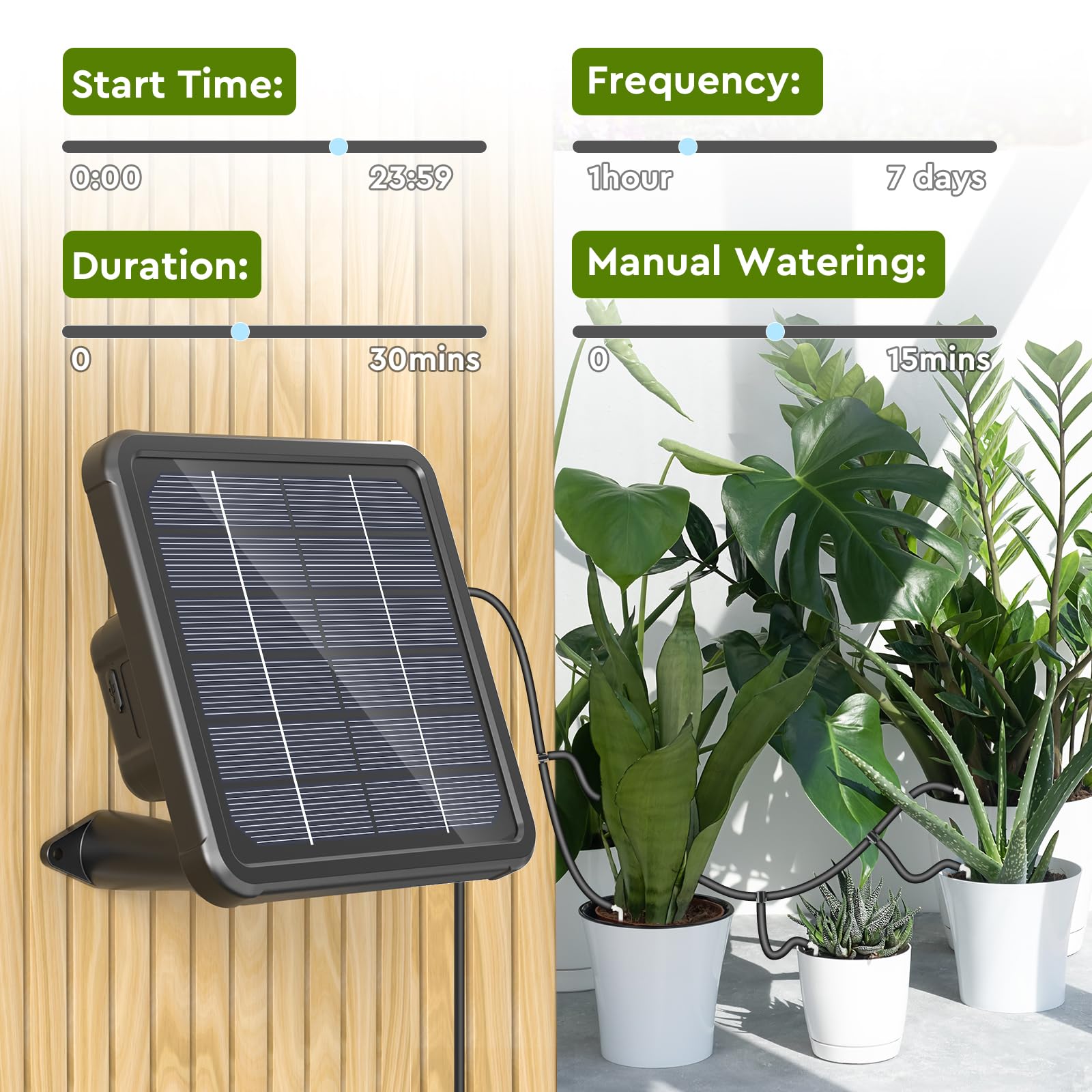 Solar Automatic Drip Irrigation Kits, Support 15 Potted Plants, Automatic Watering System for Indoor and Outdoor Garden, Eco-Friendly and Cost-Effective - Plantonio