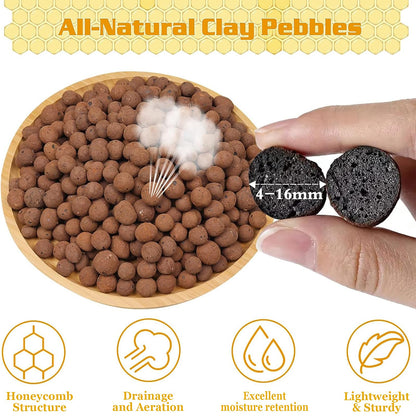 Legigo 10 LBS Organic Expanded Clay Pebbles, 4mm-16mm Lightweight Clay Leca Balls for Plants, Natural Hydroton Clay Pebbles for Hydroponic & Aquaponics Growing, Orchid Potting Mix, Drainage, Terrarium - Plantonio