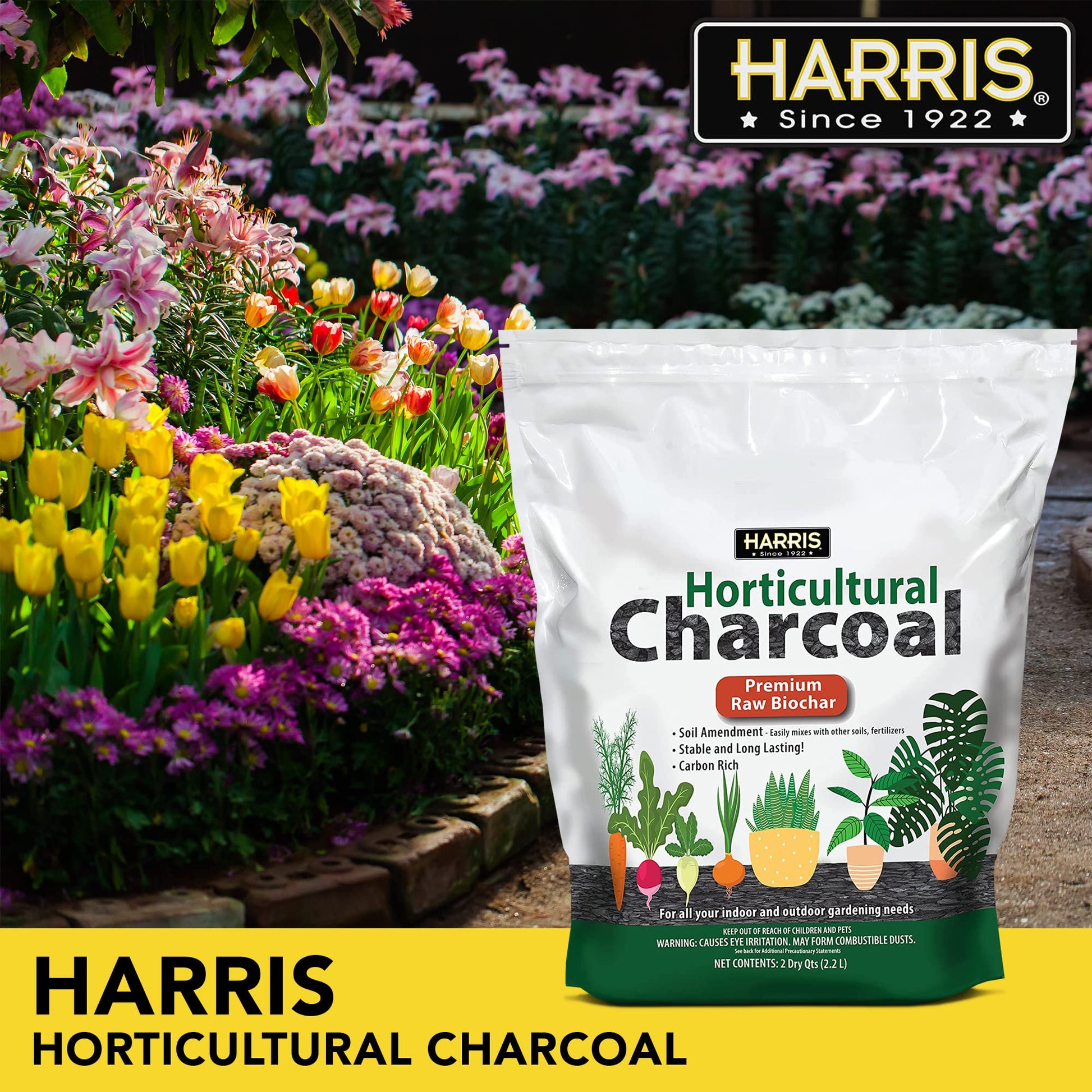 Harris Horticultural Charcoal, Premium Biochar Soil Amendment for Plants and Terrariums, 2qt - Plantonio