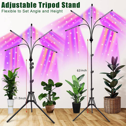 KEELIXIN Grow Lights for Indoor Plants,5 Heads Red Blue White Full Spectrum Plant Light with 15-60" Adjustable Tripod Stand, Indoor Grow Lamp with Remote Control and Auto On/Off Timer Function - Plantonio