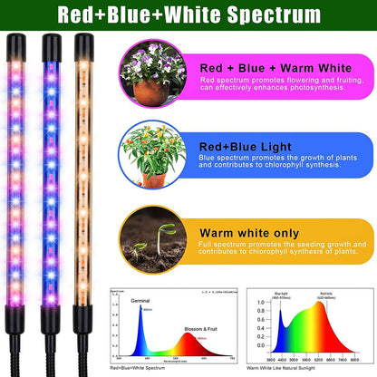 KEELIXIN Grow Lights for Indoor Plants,5 Heads Red Blue White Full Spectrum Plant Light with 15-60" Adjustable Tripod Stand, Indoor Grow Lamp with Remote Control and Auto On/Off Timer Function - Plantonio