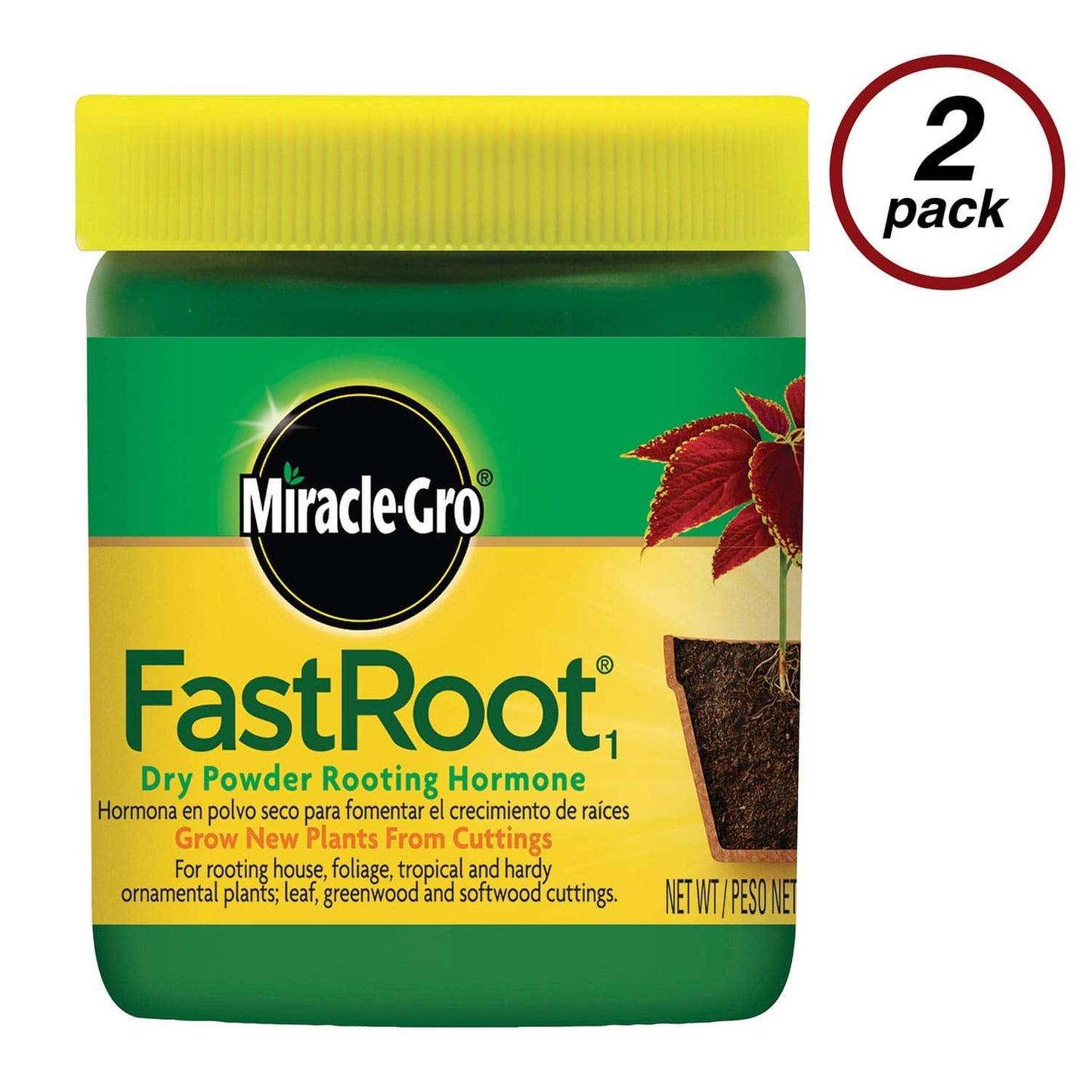 Miracle-Gro FastRoot1 Dry Powder Rooting Hormone 1.25 oz., Houseplant and Succulent Propagation, for Rooting House, Foliage, Tropical, and Hardy Ornamental Plants, 2-Pack - Plantonio