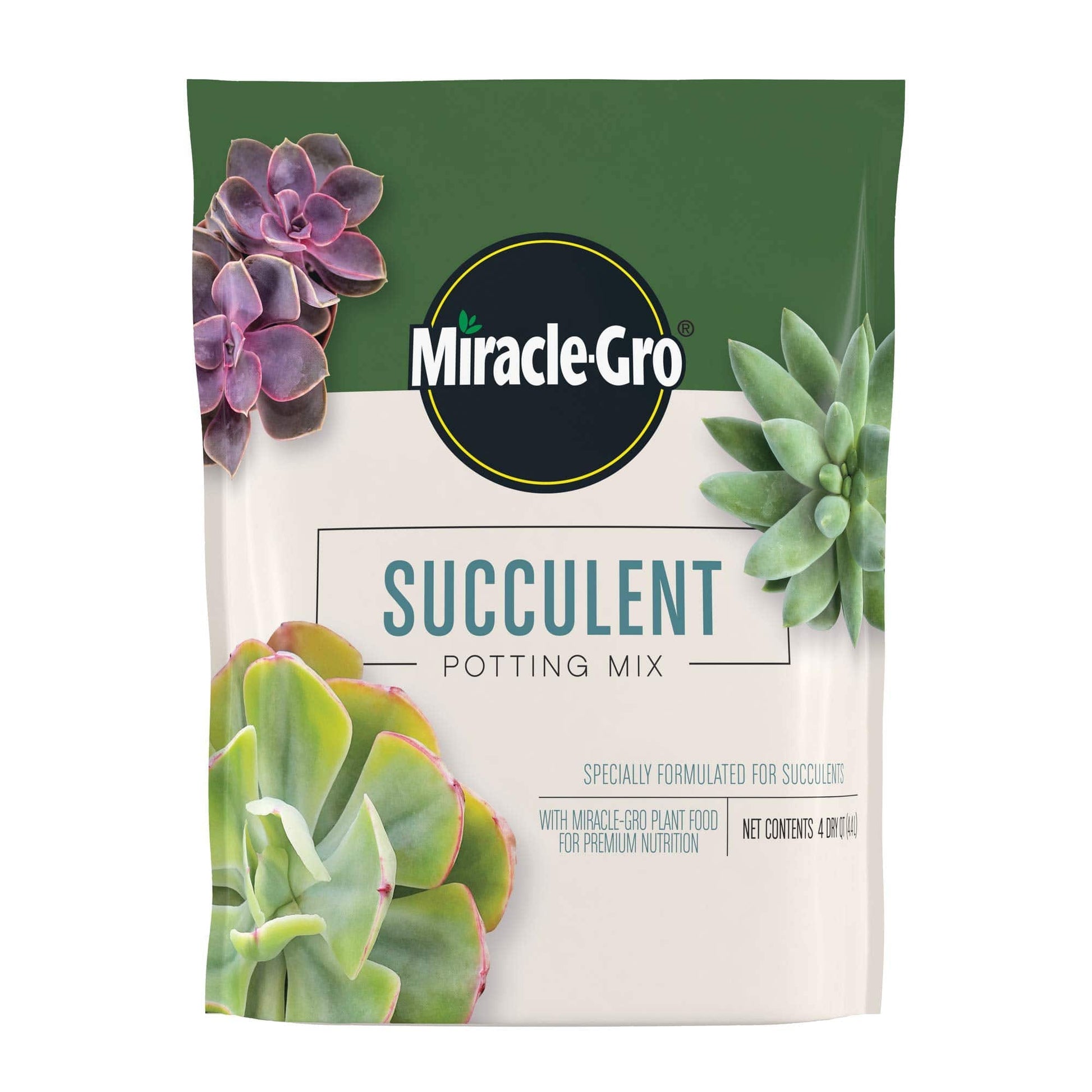 Miracle-Gro Succulent Potting Mix: Fertilized Soil with Premium Nutrition for Indoor Cactus Plants, Aloe Vera and More, 4 qt. - Plantonio