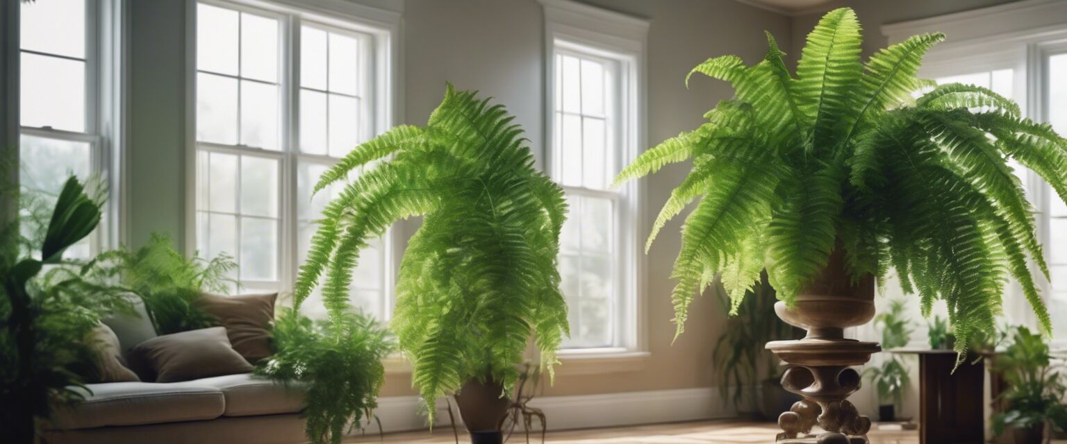 Boston fern hanging in a bright room