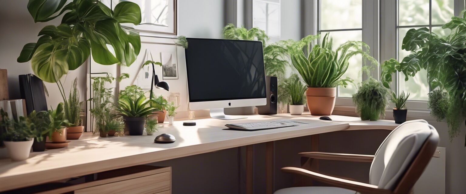 Home office decorated with plants